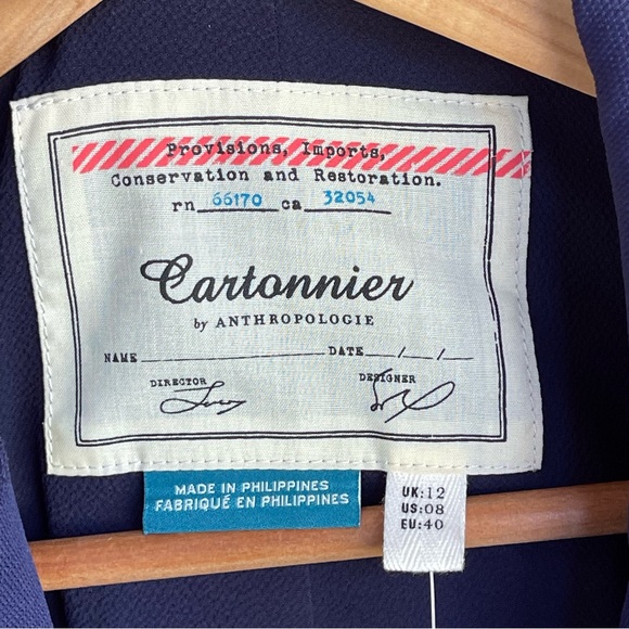 Anthropologie NWT Cartonnier with Tie Sleeves Navy Blazer Size 8 - Picture 4 of 11